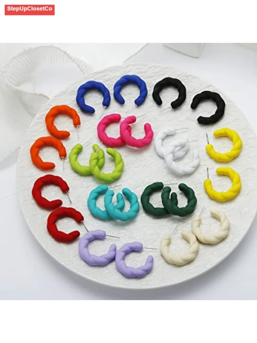 Twisted Rope Round Hoop Earrings Lightweight Acrylic C Shape Women's Jewelry